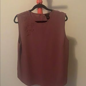 Mauve Ann Taylor Sleeveless Crêpe Shirt